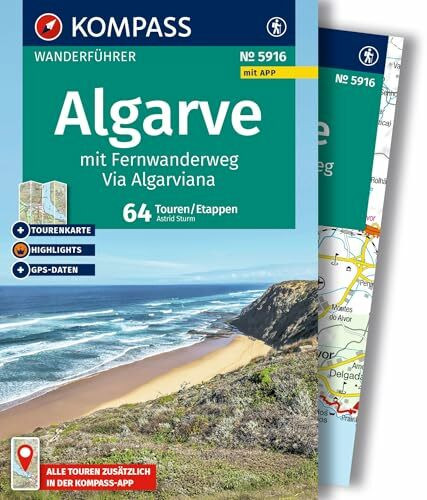 KOMPASS Wanderführer Algarve mit Fernwanderweg Via Algarviana, 64 Touren / Etappen mit Extra-Tourenkarte: mit Touren und GPS-Daten in der KOMPASS-App