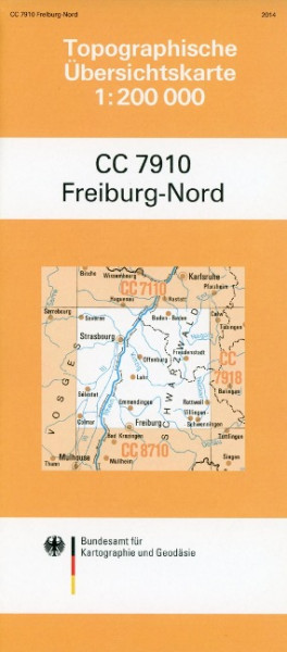 Topographische Übersichtskarte CC7910 Freiburg-Nord 1 : 200 000