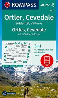 KOMPASS Wanderkarte 077 Ortler, Cevedale, Suldental, Valfurva 1:25.000