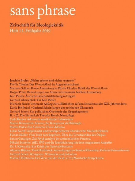 sans phrase: Zeitschrift für Ideologiekritik; Heft 14, Juni 2019