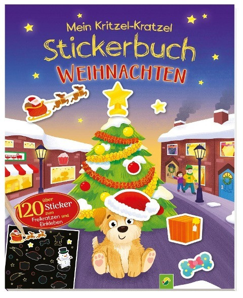 Mein Kritzel-Kratzel-Stickerbuch Weihnachten mit Bambus-Stick