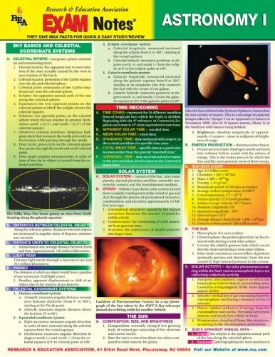 Astronomy I Exam Notes (Exam Notes Reference Charts)