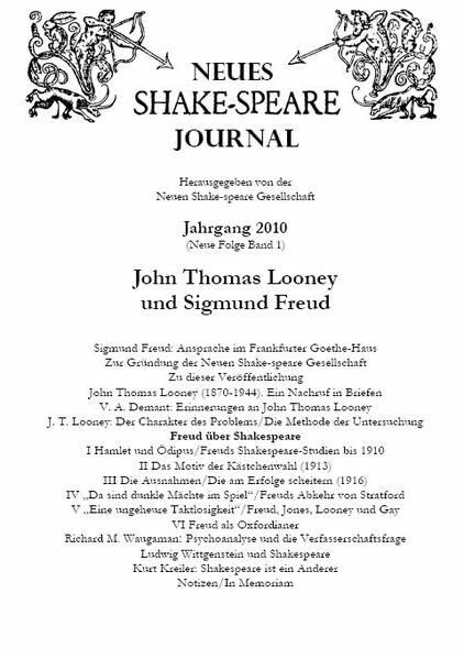 John Thomas Looney und Sigmund Freud: Neues Shake-speare Journal N. F. Band 1