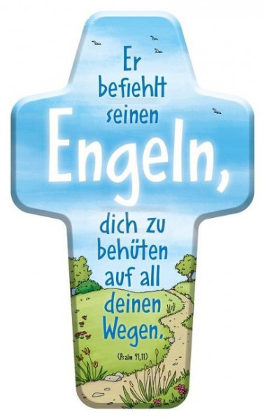 Kinderkreuz "Er befiehlt seinen Engeln, dich zu behüten"