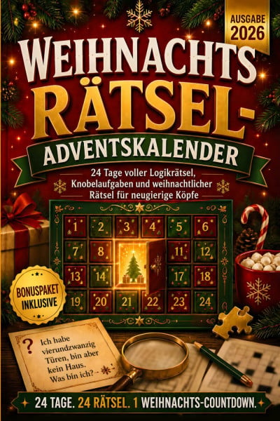 Weihnachtsrätsel-Adventskalender: 24 Tage voller Logikrätsel, Knobelaufgaben und weihnachtlicher Rätsel für neugierige Köpfe (Die Weihnachts-Countdown-Reihe)