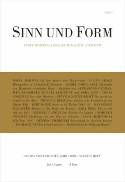 Sinn und Form 4/2024: Beiträge zur Literatur (Sinn und Form: Beiträge zur Literatur)