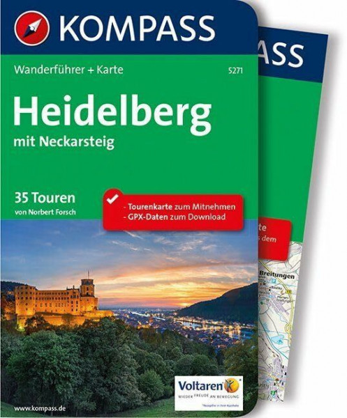 KOMPASS Wanderführer Heidelberg mit Neckarsteig: Wanderführer mit Extra-Tourenkarte 1:50.000, 35 Touren, GPX- Daten zum Download