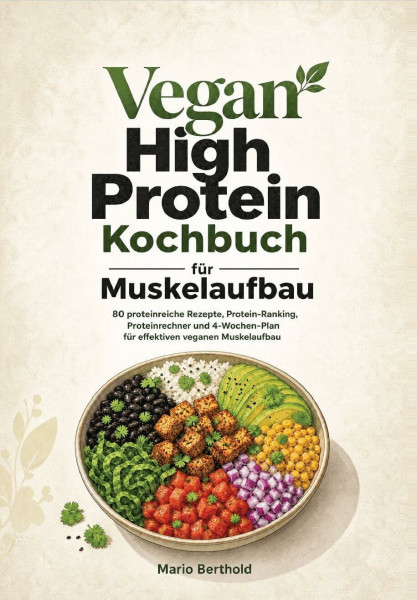 Vegan High Protein Kochbuch für Muskelaufbau: 80 proteinreiche Rezepte, Protein-Ranking, Proteinrechner und 4-Wochen-Plan für effektiven veganen Muskelaufbau