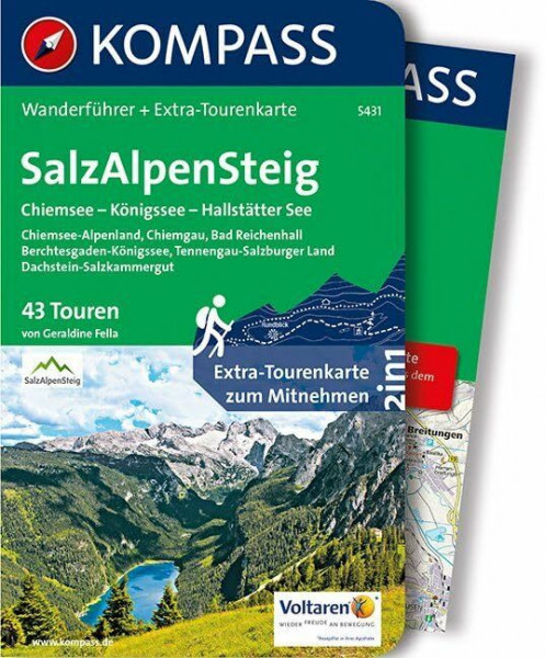 KOMPASS Wanderführer SalzAlpenSteig, Chiemsee, Königssee, Hallstätter See: Wanderführer mit Extra-Tourenkarte 1:55.000, 43 Touren, GPX-Daten zum Download