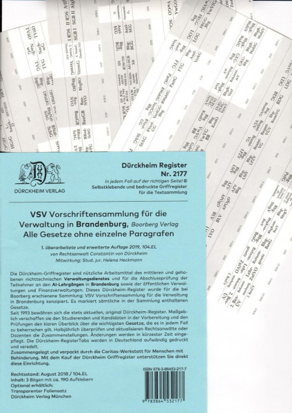 DürckheimRegister® VSV BRANDENBURG (2019), BOORBERG Verlag