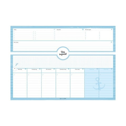 Schreibtischunterlage in blau aus Papier mit 50 Blatt zum Abreißen - Hochwertige Schreibtischunterlage im Format DIN A3