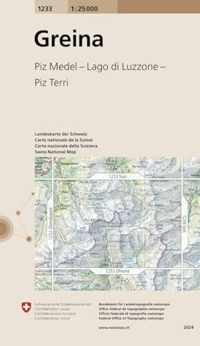 1233 Greina: Piz Medel - Lago di Luzzone - Piz Terri (Landeskarte 1:25 000, Band 1233)