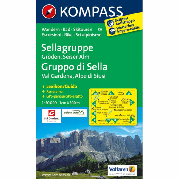 KOMPASS Wanderkarte Sellagruppe - Gröden - Seiseralm / Gruppo di Sella - Val Gardena - Alpe di Siusi: Wanderkarte mit Aktiv Guide dt. /ital., ... 1:50000 (KOMPASS-Wanderkarten, Band 59)