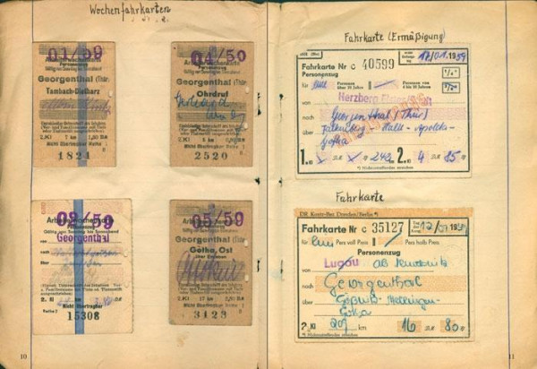 Fahrkarten der Deutschen Reichsbahn 1958-1959