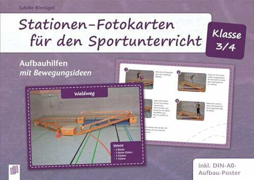 Stationen-Fotokarten für den Sportunterricht – Klasse 3/4: Aufbauhilfen mit Bewegungsideen