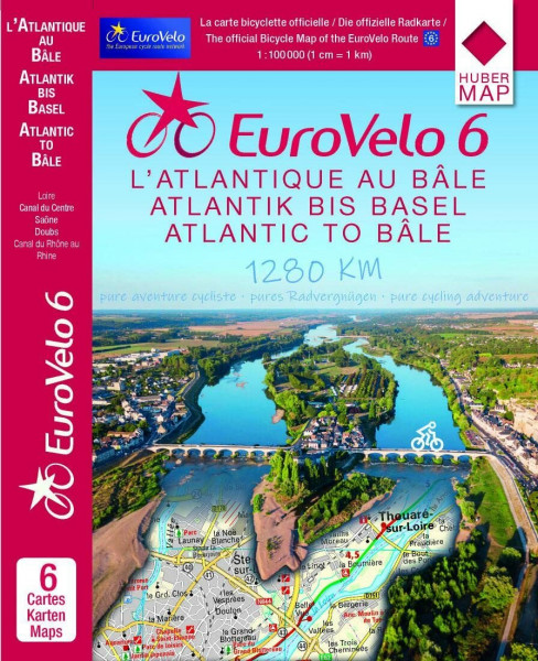EuroVelo 6 (Atlantic - Basel) 1:100 000: Cycle Map Set (6 Maps) 1:100 000 / de l’Atlantique au Rhin à Vélo / vom Atlantik bis zum Rhein per Rad / from ... dem Fahrrad vom Atlantik zum Schwarzen Meer)
