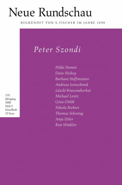 Neue Rundschau 2008/3: Peter Szondi