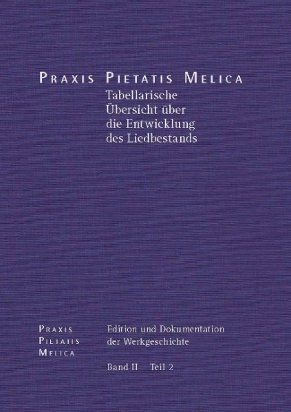 Johann Crüger: PRAXIS PIETATIS MELICA. Edition und Dokumentation der Werkgeschichte Bd. II/2: