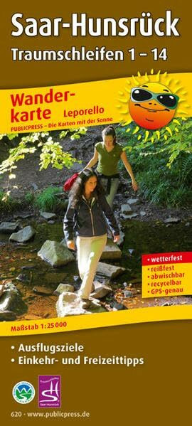 Wanderkarte Leporello Saar-Hunsrück Traumschleifen 1-14: mit Ausflugszielen, Einkehr- & Freizeittipps, wetterfest, reißfest, abwischbar, GPS-genau. ... GPS-genau (Leporello Wanderkarte / LEP-WK)