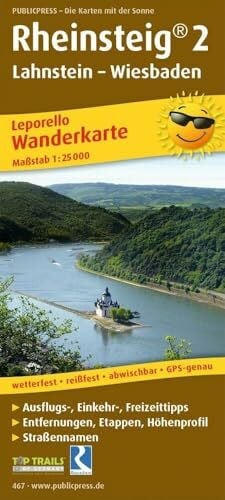 Publicpress Leporello Wanderkarte Rheinsteig® 2, Lahnstein, Wiesbaden 1:25.000: Leporello Wanderkarte mit Ausflugszielen, Einkehr- & Freizeittipps, ... 1:25000 (Leporello Wanderkarte: LEP-WK)