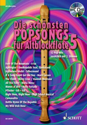 Die schönsten Popsongs für Alt-Blockflöte: 12 Pop-Hits. Band 5. 1-2 Alt-Blockflöten. (Die schönsten Popsongs für Alt-Blockflöte, Band 5)