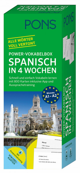 PONS Power-Vokabelbox Spanisch - Schnell und einfach Vokabeln lernen mit 800 Karten inklusive App und Aussprachetraining