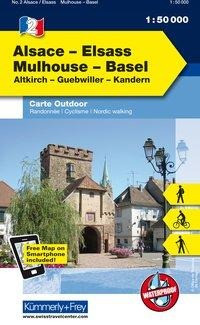 KuF Elsass / Vogesen Outdoorkarte 02 Elsass - Mulhouse - Basel 1 : 50 000