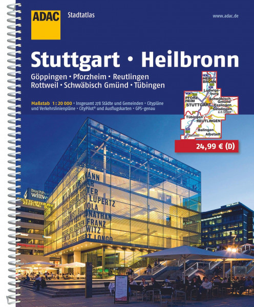 ADAC Stadtatlas Stuttgart, Heilbronn 1:20.000: mit Göppingen, Pforzheim, Reutlingen, Rottweil, Schwäbisch Gmünd, Tübingen