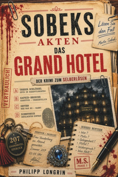 Sobeks Akten: Das Grand Hotel – 5 Kriminalfälle zum Selberlösen. Rätselbuch für Erwachsene. Das perfekte Geschenk für Krimi-Fans