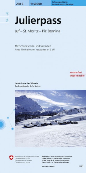 Swisstopo 1 : 50 000 Julierpass - Pass Dal Güglia Skitourenkarte