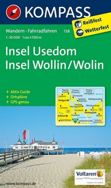 Insel Usedom - Insel Wollin/Wolin: Wanderkarte mit Aktiv Guide und Radwegen. GPS-genau. 1:50000. (KOMPASS Wanderkarte, Band 738)