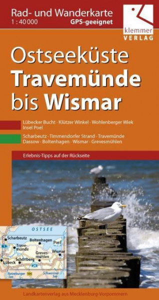 Ostseeküste Travemünde bis Wismar Rad- und Wanderkarte 1 : 40 000