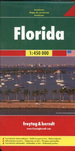 Florida: 1:450000: Touristische Informationen, Entfernungen in Meilen, Nationalparks