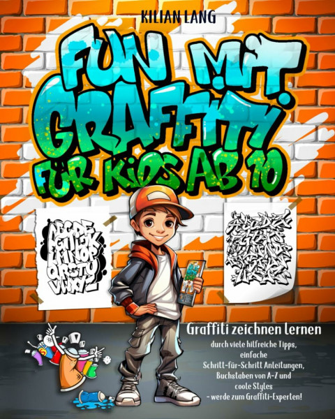 Fun mit Graffiti für Kids ab 10 - Graffiti zeichnen lernen durch viele hilfreiche Tipps, einfache Schritt-für-Schritt Anleitungen, Buchstaben von A-Z ... Graffiti-Experten! (Graffiti-Bücher, Band 1)