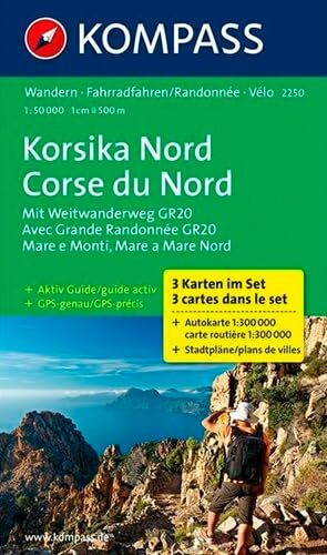 Korsika Nord - Corse du Nord - Weitwanderweg GR20: Wanderkarten-Set mit Aktiv Guide. GPS-genau. 1:50000 (KOMPASS Wanderkarte, Band 2250)