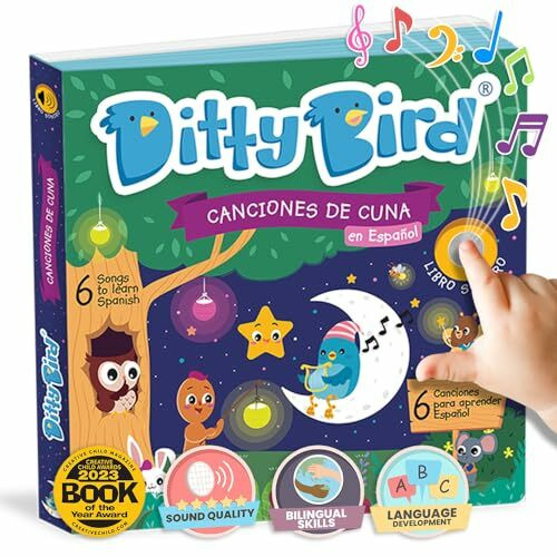 Ditty Bird | Spanish Bedtime Songs | Interactive Musical Sound Book for toddlers 1- 3 | Bilingual Libro sonoro en español Pin Pon