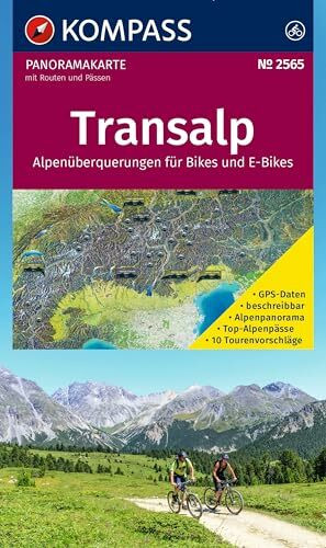 KOMPASS Radfernwegekarte Transalp Panoramakarte 1:2 Mio.: Alpenüberquerungen für Bikes und E-Bikes mit Routen und Pässen