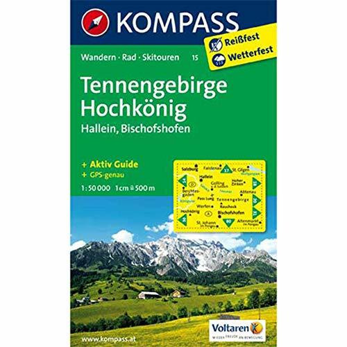 Tennengebirge - Hochkönig - Hallein - Bischofshofen: Wanderkarte mit Aktiv Guide, alpinen Skirouten und Radrouten. GPS-genau. 1:50000 (KOMPASS Wanderkarte, Band 15)