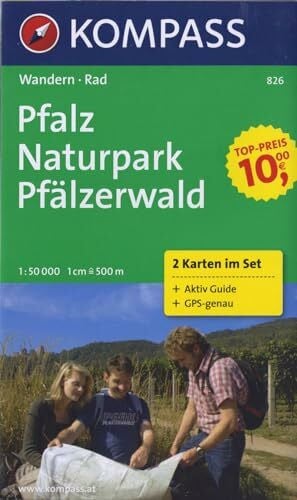 Pfalz - Naturpark Pfälzerwald: Wanderkarten-Set mit Radrotuen und Aktiv Guide in der Schutzhülle. GPS-genau. 1:50000 (KOMPASS Wanderkarte, Band 826)