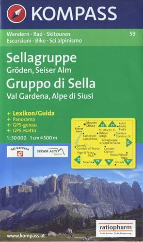 Sellagruppe/Gruppo di Sella, Gröden/Val Gardena, Seiser Alm/Alpe di Siusi: 1:50.000: Wander-, Rad- und Skitouren. GPS-genau.