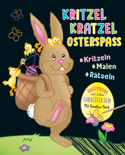Kritzel-Kratzel-Osterspaß. Kratzbuch für Kinder ab 5 Jahren: Kritzeln, Malen, Rätseln • mit Bambus-Stick