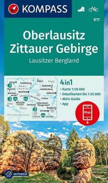 KOMPASS Wanderkarte Oberlausitz, Zittauer Gebirge, Lausitzer Bergland 1:50 000