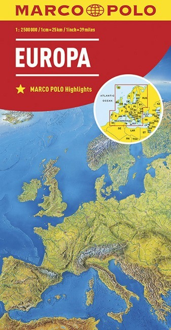 MARCO POLO L�nderkarte Europa, physisch 1:2 500 000 Laufzeit bis 2025