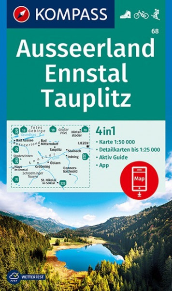 KOMPASS Wanderkarte 68 Ausseerland, Ennstal, Tauplitz