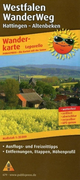 WestfalenWanderWeg Wanderkarte Leporello
