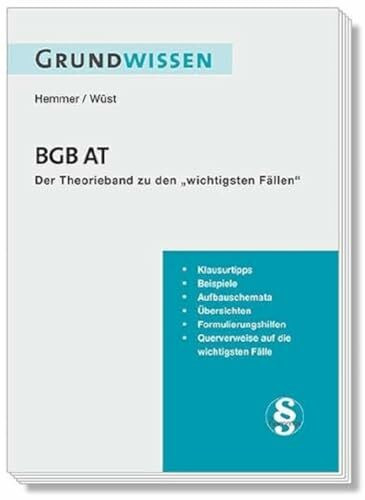 10100 - Skript Grundwissen Zivilrecht - BGB AT: Der Theorieband zu "Die 76 wichtigsten Fälle - BGB AT": Der Theorieband zu den wichtigsten Fällen (Skripten - Zivilrecht)