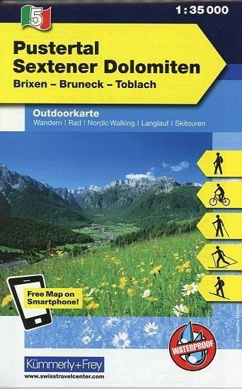 KuF Italien Outdoorkarte 05 Pustertal, Sextener Dolomiten 1 : 35.000