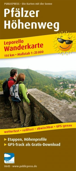 Publicpress Leporello Wanderkarte Pfälzer Höhenweg 1:25.000: Wanderkarte mit Ausflugszielen, Einkehr- & Freizeittipps, wetterfest, reißfest, ... 1:25000 (Leporello Wanderkarte: LEP-WK)