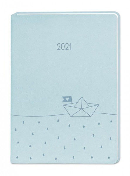 Terminplaner Lederlook A6 "Hellblau" 2021