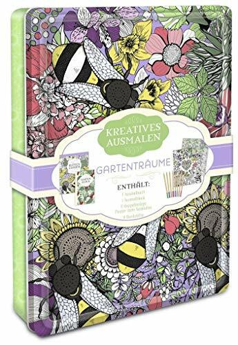 Kreatives ausmalen - Gartenträume: Box mit Malblock, Malbuch, Malposter & 8 Buntstiften: Enthält 1 Ausmalbuch, 1 Ausmalblock, 2 doppelseitige Poster zum Ausmalen, 8 Buntstifte